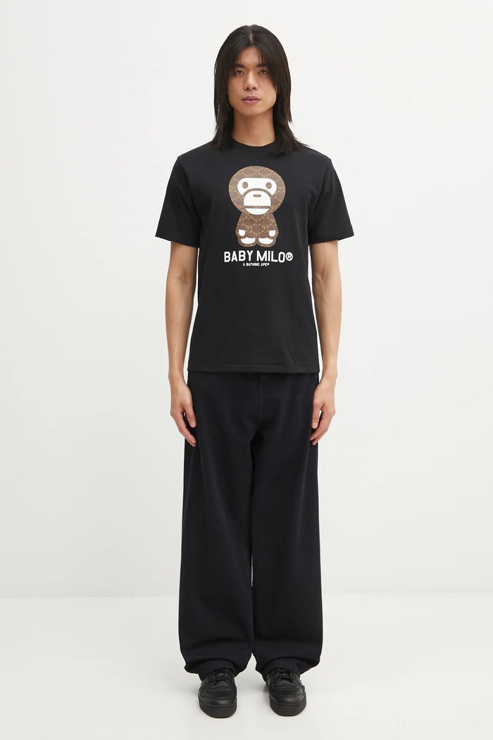 A Bathing Ape t-shirt in cotone College Monogram Baby Milo 002TEL301008M nero
