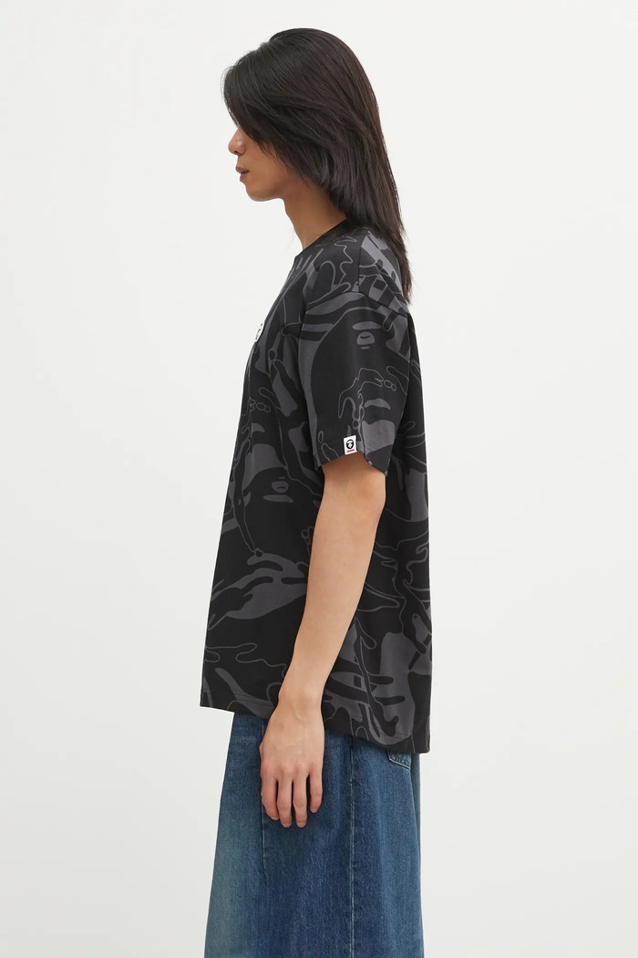 Bavlněné tričko AAPE Now AAPTEM1602XXO černá AW25