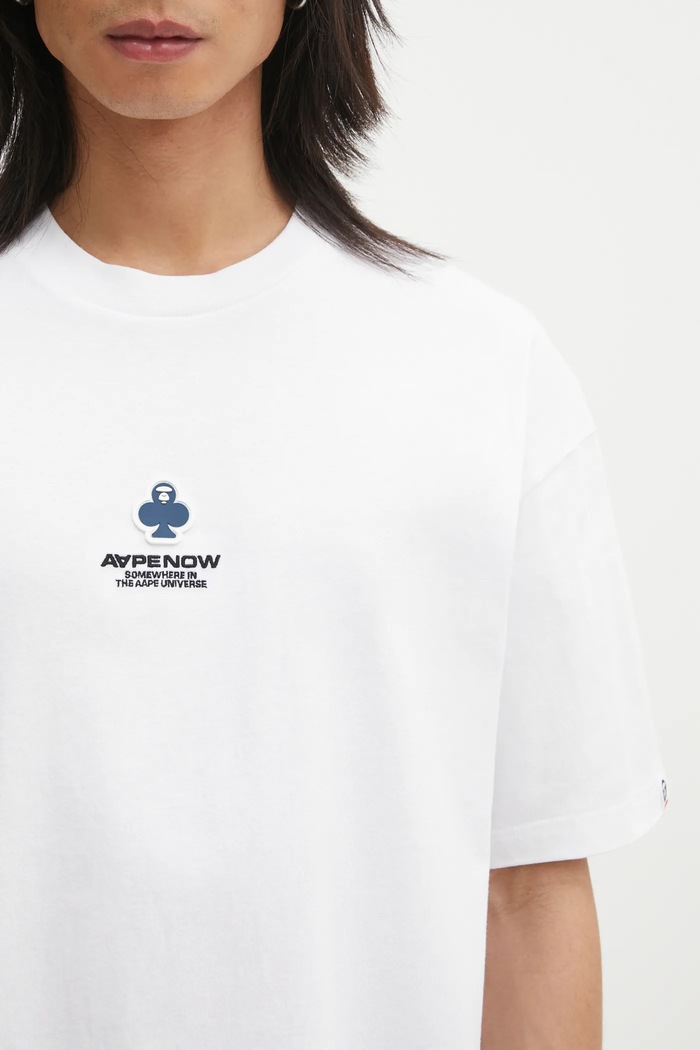 Bavlněné tričko AAPE Clover Now bílá AAPTEM1601XXO