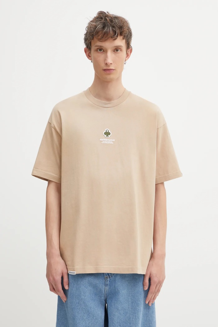 Хлопковая футболка AAPE Clover Now гладкий бежевый AAPTEM1601XXO