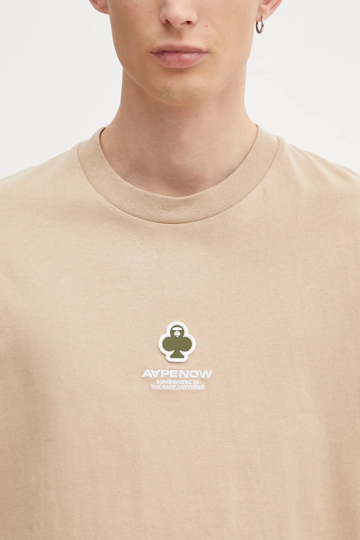 Хлопковая футболка AAPE Clover Now бежевый AAPTEM1601XXO