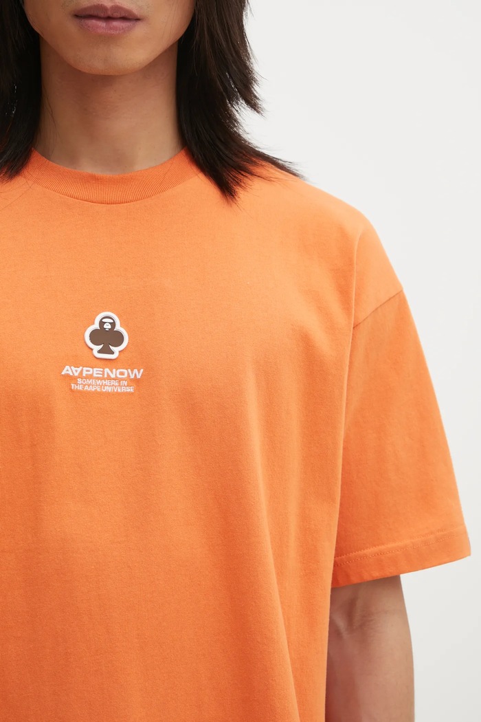 AAPE tricou din bumbac Clover Now portocaliu AAPTEM1601XXO
