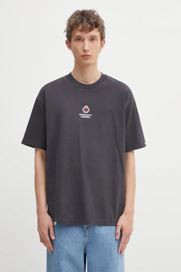 Βαμβακερό μπλουζάκι AAPE Clover Now κανονικό γκρί AAPTEM1601XXO