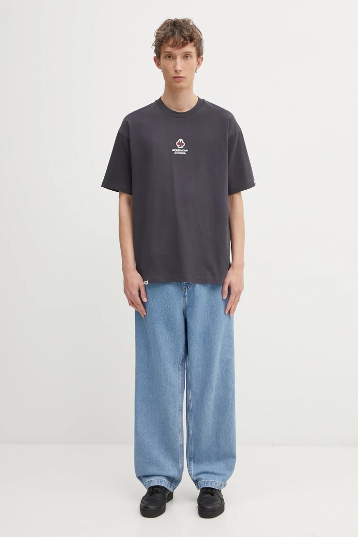 Βαμβακερό μπλουζάκι AAPE Clover Now AAPTEM1601XXO γκρί