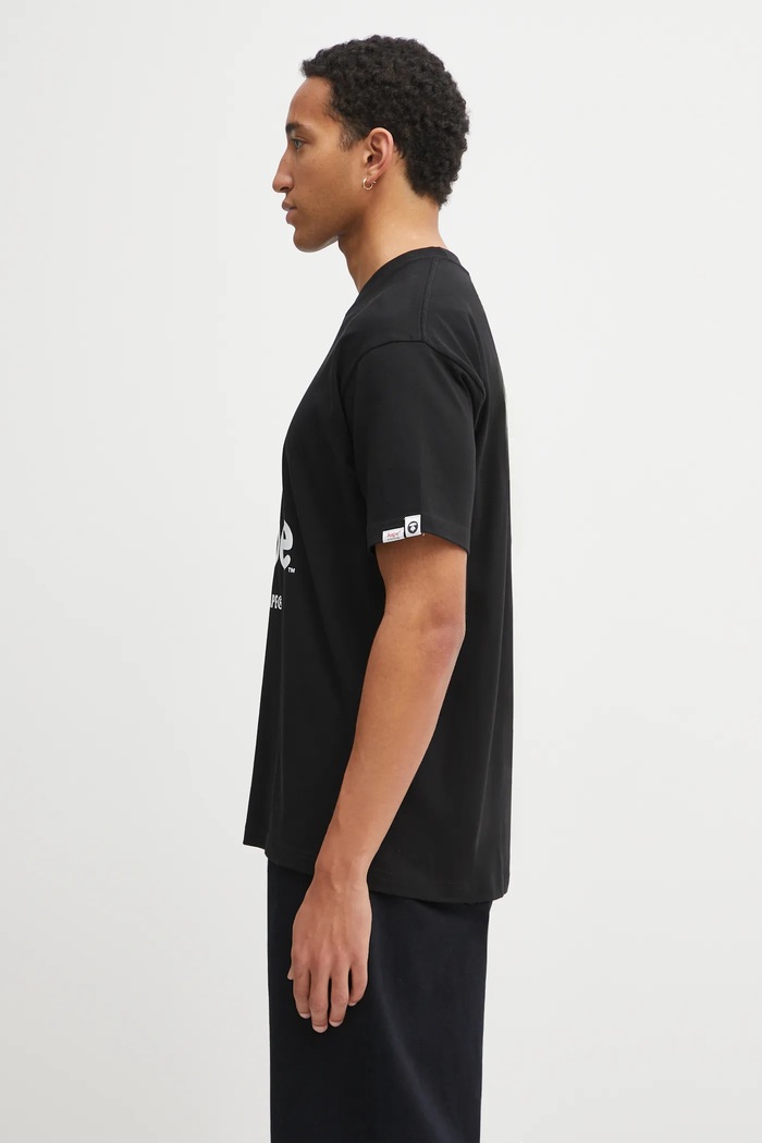 Бавовняна футболка AAPE Basic AAPTEM1640XXO чорний AW25