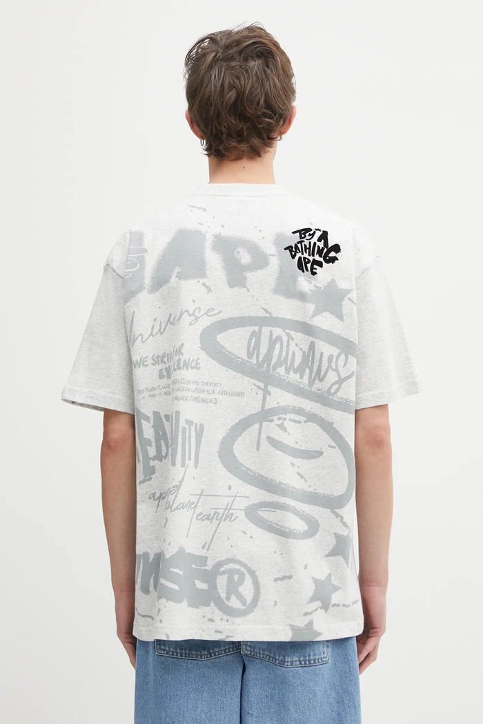Βαμβακερό μπλουζάκι AAPE Theme Main χαλαρό γκρί AAPTEM1755XAP