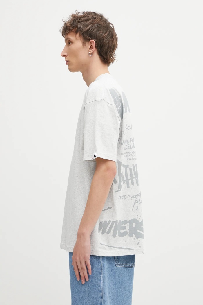Βαμβακερό μπλουζάκι AAPE Theme Main AAPTEM1755XAP γκρί AW25