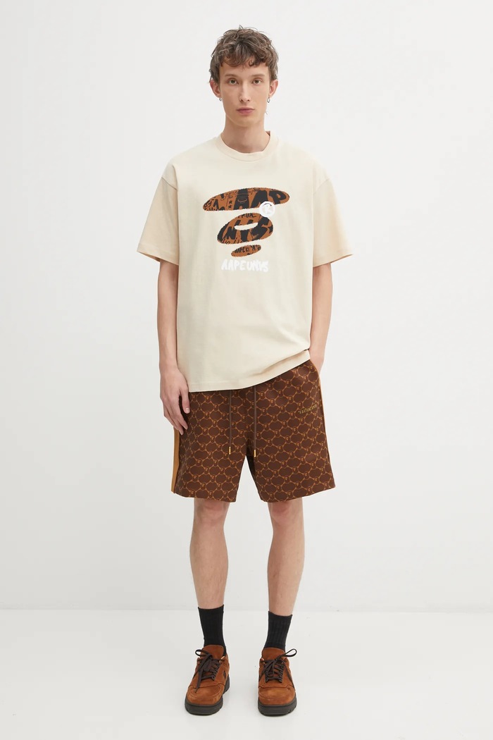 Βαμβακερό μπλουζάκι AAPE Theme Main AAPTEM1753XXP μπεζ