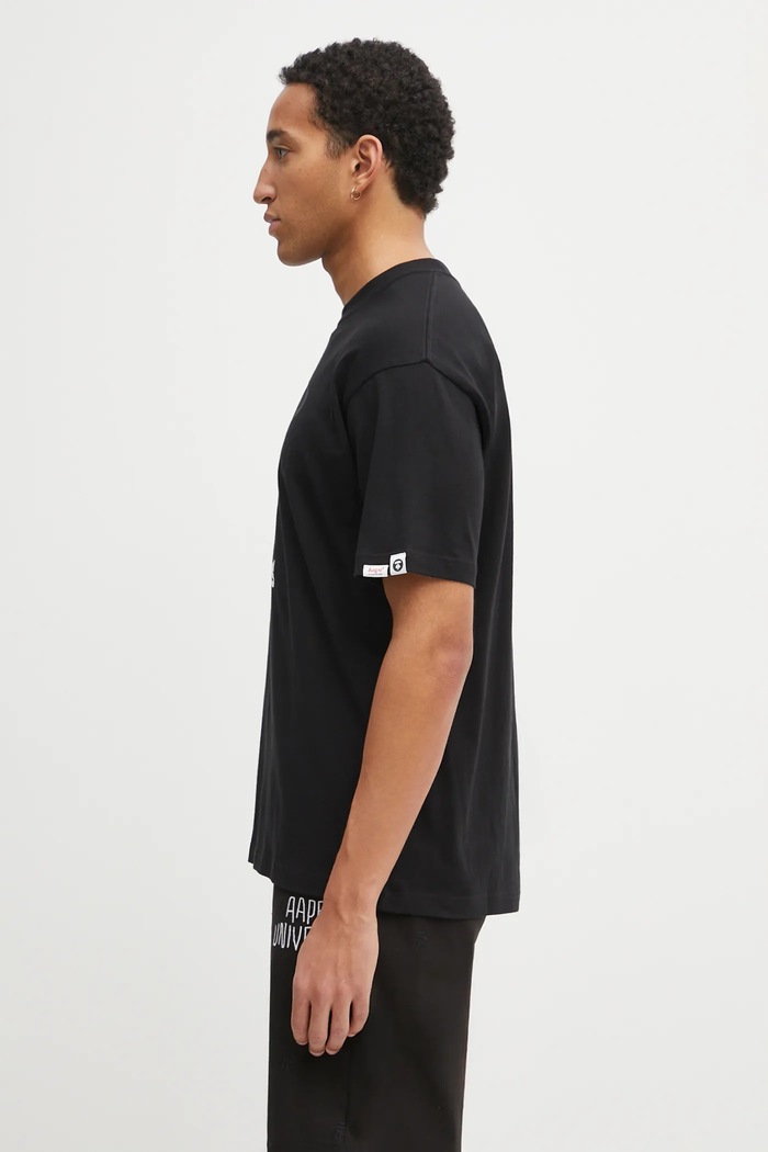 Βαμβακερό μπλουζάκι AAPE Theme Main AAPTEM1753XXP μαύρο AW25