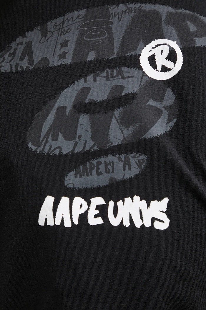 Βαμβακερό μπλουζάκι AAPE Theme Main μαύρο AAPTEM1753XXP