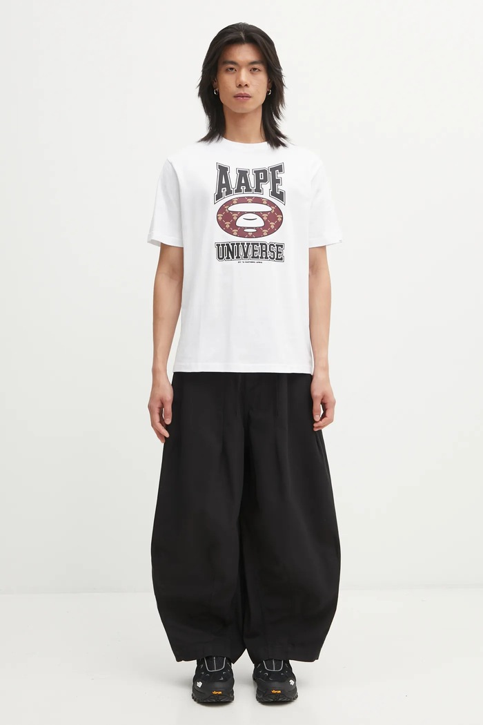 Bavlněné tričko AAPE Basic AAPTEM1731XXP bílá