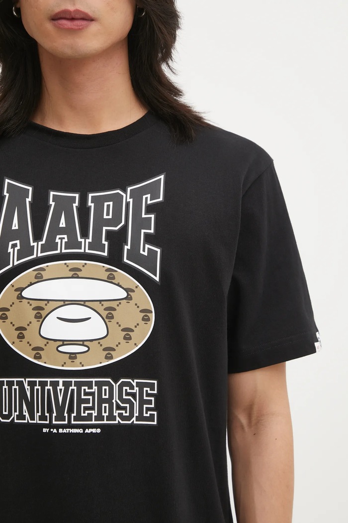 Bavlněné tričko AAPE Basic černá AAPTEM1731XXP