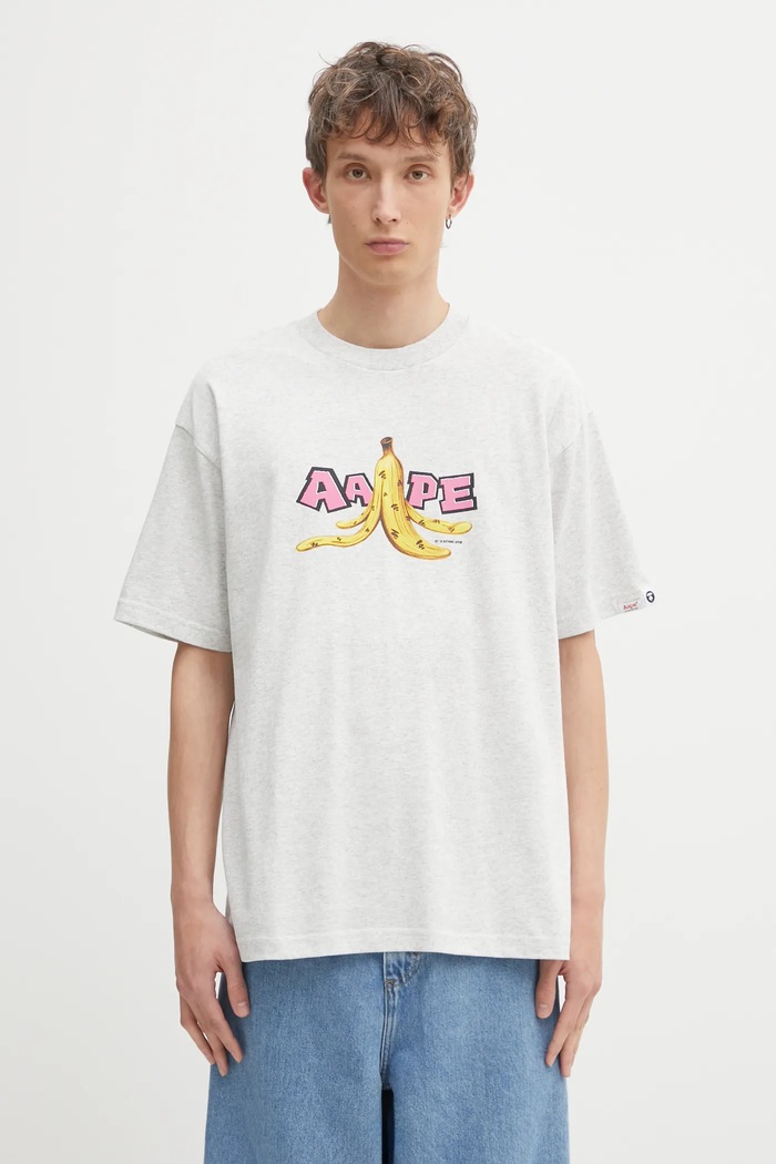 Βαμβακερό μπλουζάκι AAPE Theme Main χαλαρό γκρί AAPTEM1751XAP