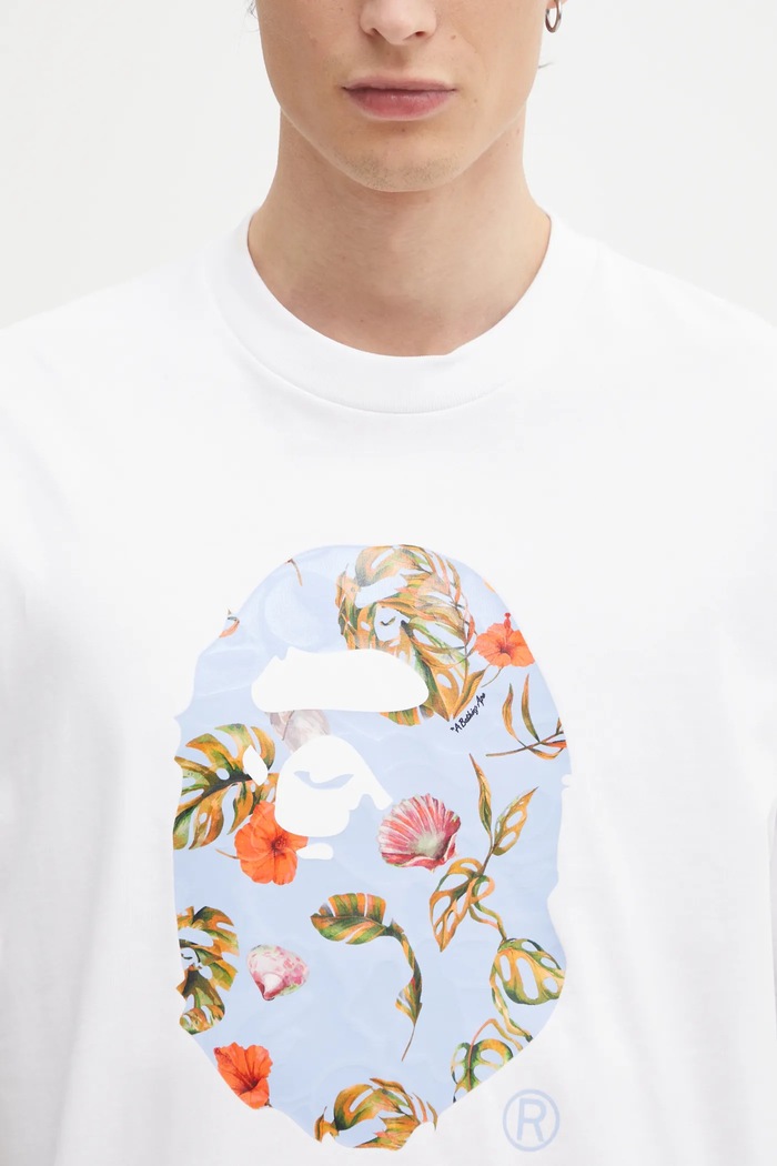 Бавовняна футболка A Bathing Ape Vacation Pattern APE Head білий 1L30110335
