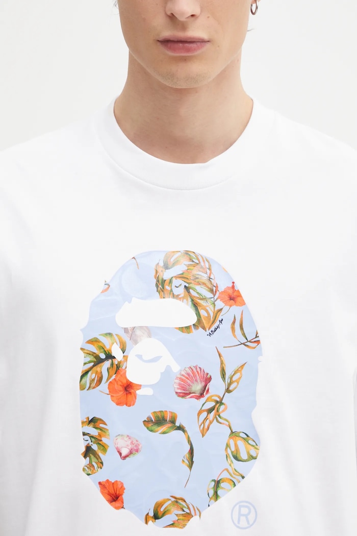 Бавовняна футболка A Bathing Ape Vacation Pattern APE Head білий 1L30110335