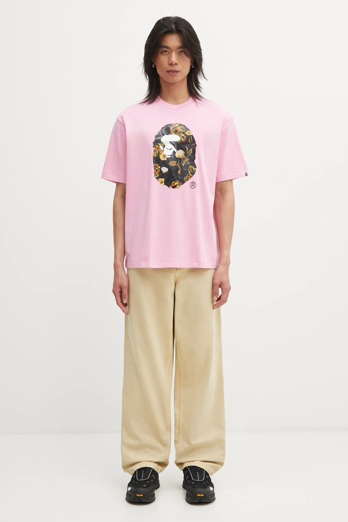 Бавовняна футболка A Bathing Ape Vacation Pattern APE Head 1L30110335 рожевий