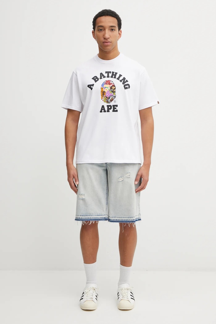 Бавовняна футболка A Bathing Ape Multi Logo College 1L30110358 білий