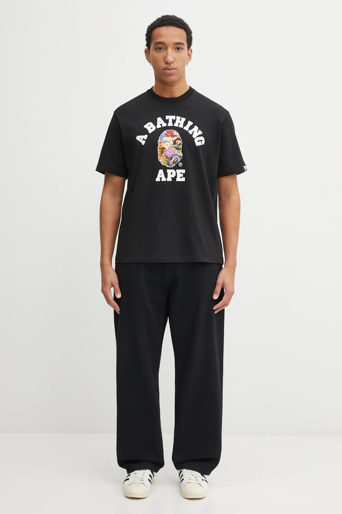 Бавовняна футболка A Bathing Ape Multi Logo College 1L30110358 чорний