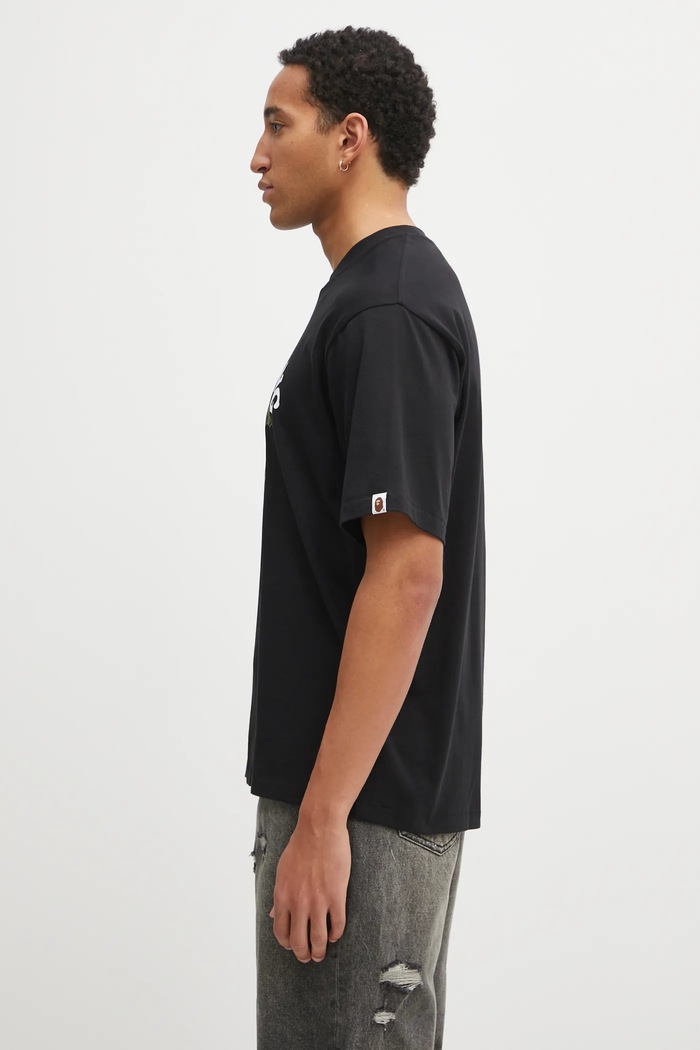 Бавовняна футболка A Bathing Ape Milo College Relaxed 2L30110302 чорний AW25
