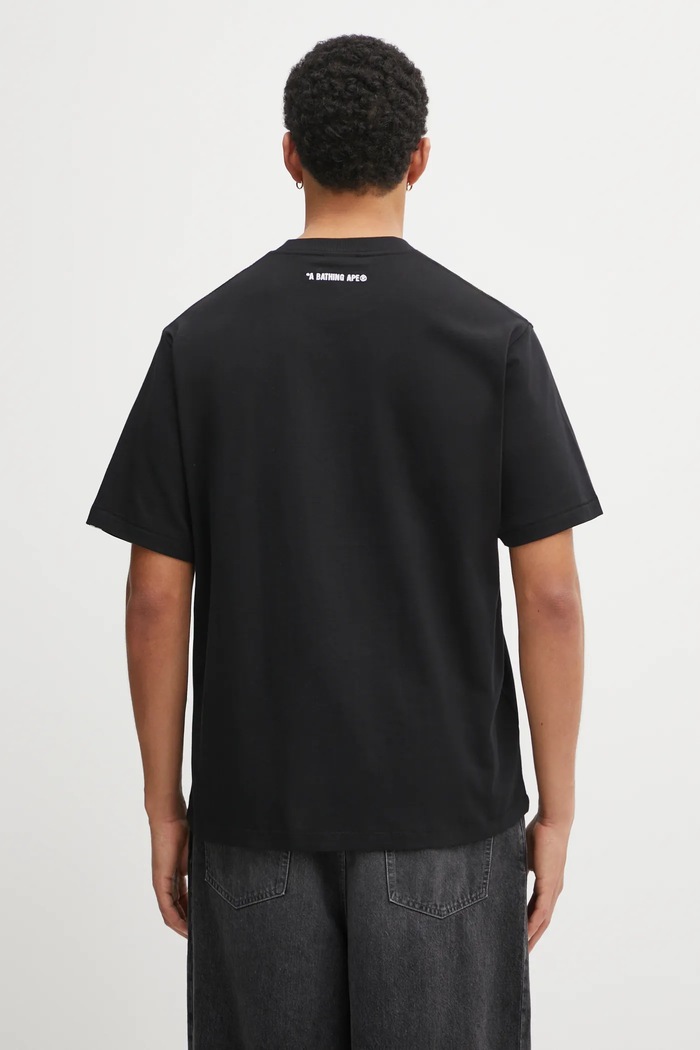 Одяг Бавовняна футболка A Bathing Ape Milo College Relaxed 2L30110302 чорний