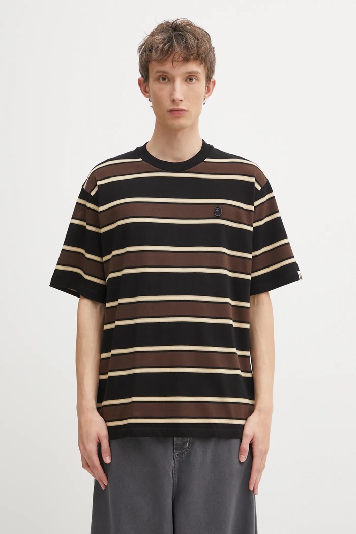 Футболка A Bathing Ape One Point Strip бавовна чорний 1L30109305