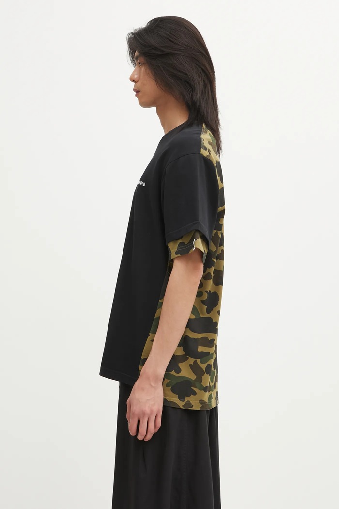 Бавовняна футболка A Bathing Ape 1st Camo Heavy Washed Blocking 1L30109337 чорний AW25