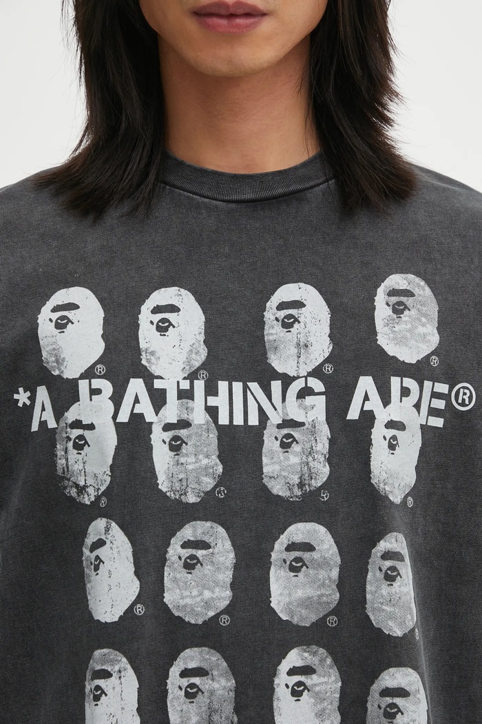 Βαμβακερό μπλουζάκι A Bathing Ape Garment Dye Logo μαύρο 1L30109348