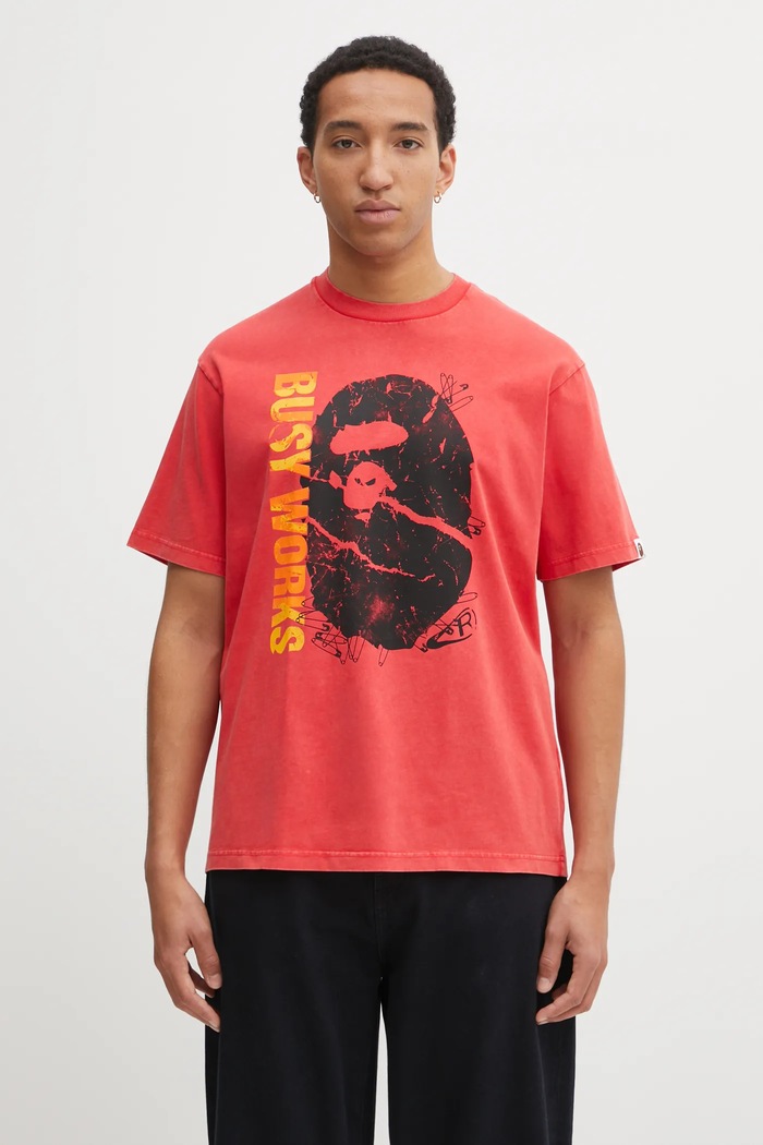 Бавовняна футболка A Bathing Ape Garment Dye візерунок червоний 1L30109350