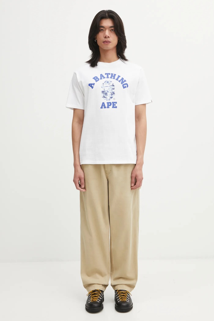 Бавовняна футболка A Bathing Ape Palm Tree Camo College 1L30110025 білий