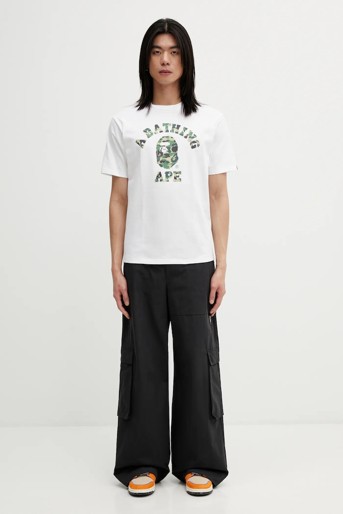 Pamučna majica A Bathing Ape ABC Camo College 001TEL801005M bijela