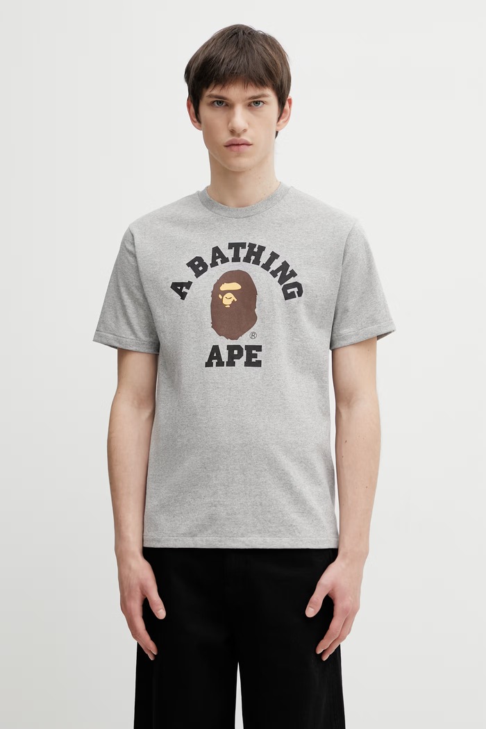A Bathing Ape t-shirt in cotone College rilassato grigio 001TEL801001M