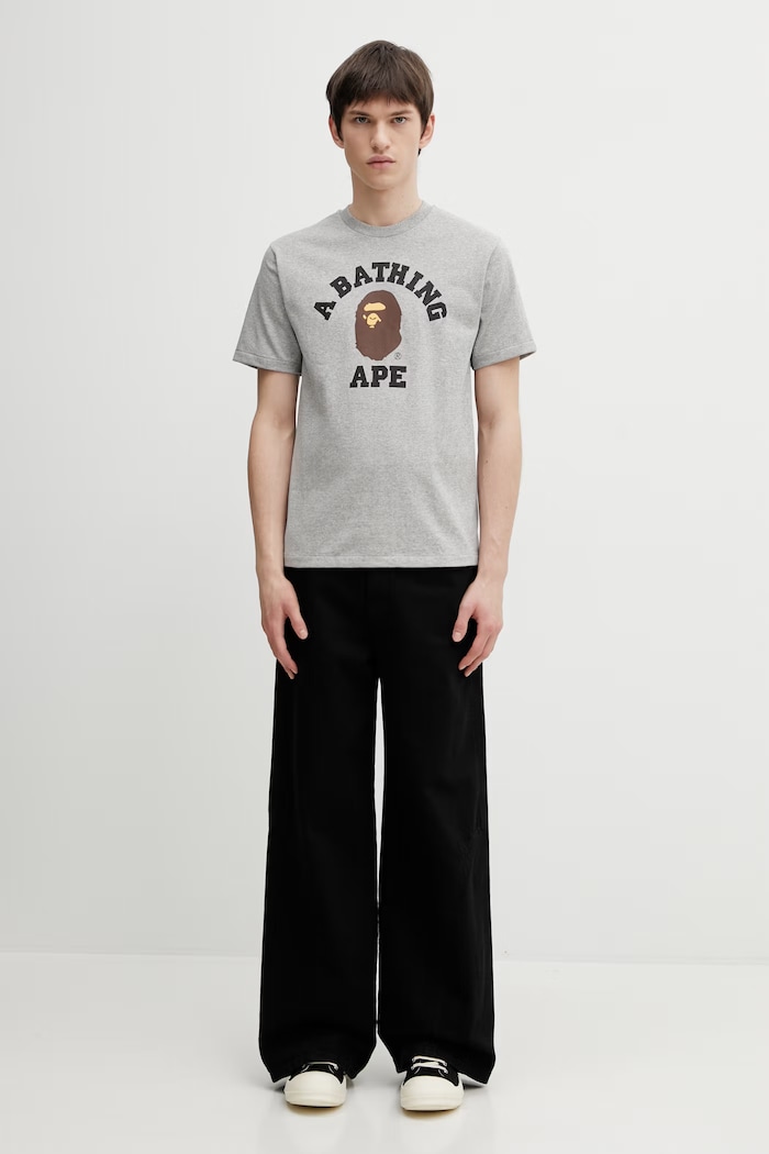 A Bathing Ape t-shirt in cotone College 001TEL801001M grigio