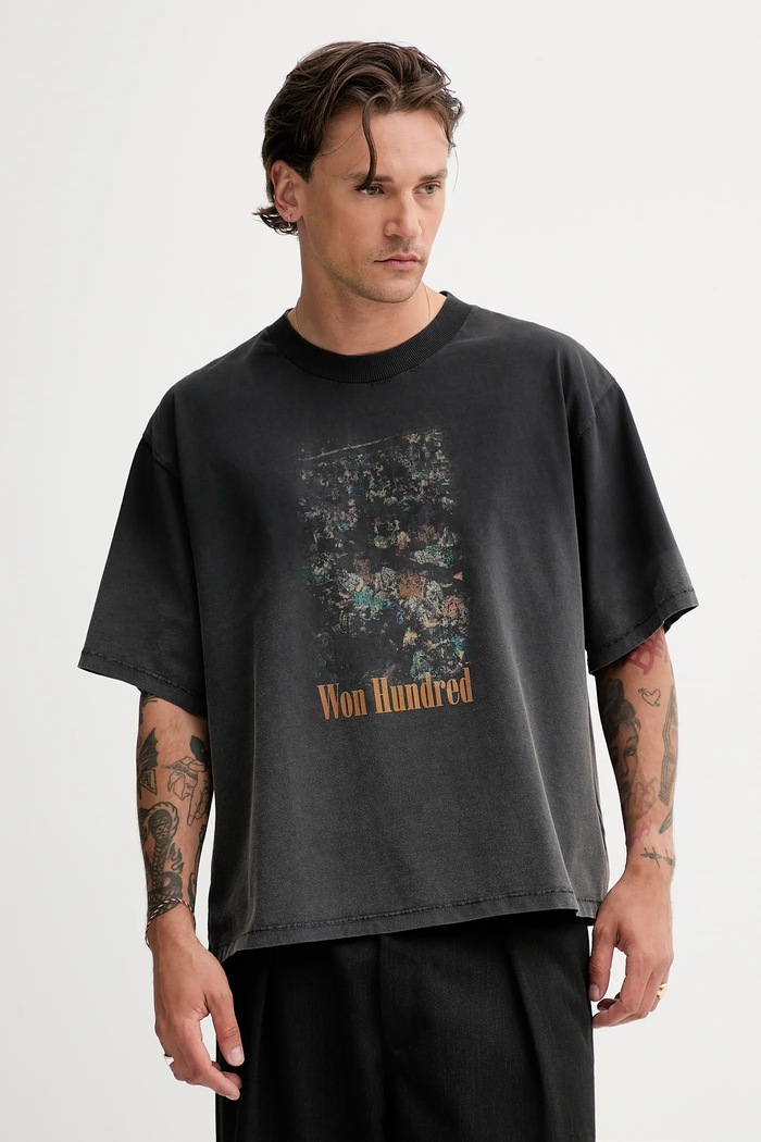 Won Hundred T-shirt bawełniany 3767.12071 szary AW25