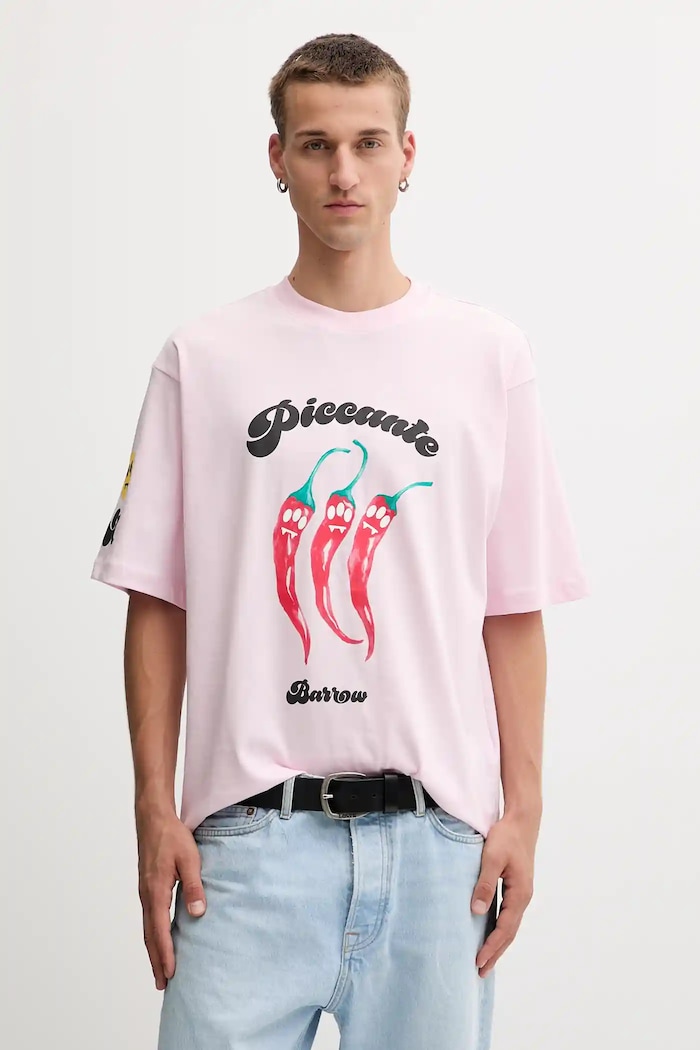 Памучна тениска Barrow F5BWUATH079 розов AW25