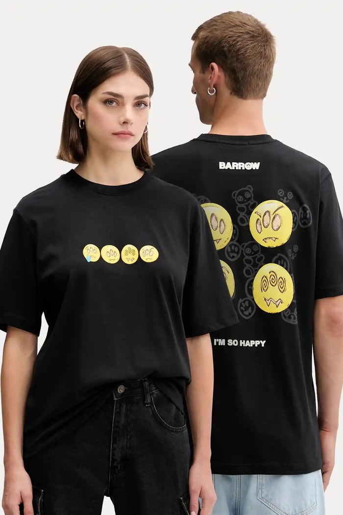 Barrow t-shirt bawełniany nadruk czarny F5BWUATH085