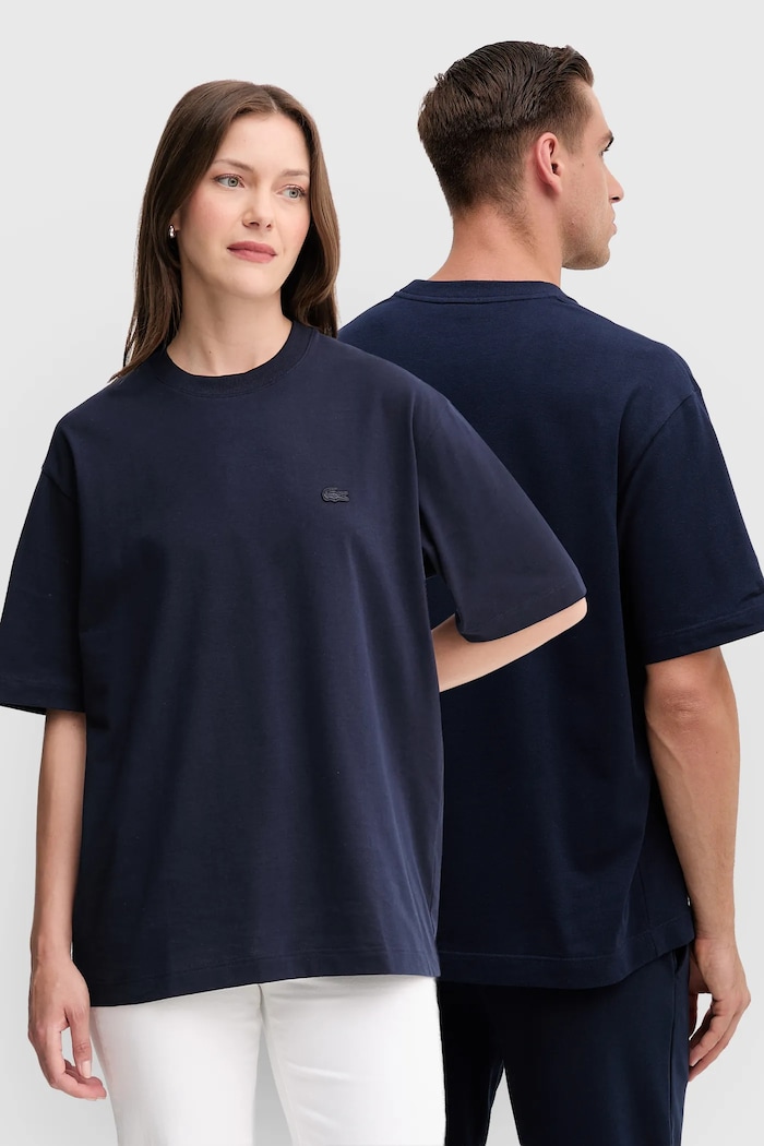 Βαμβακερό μπλουζάκι Lacoste χαλαρό σκούρο μπλε TH7744