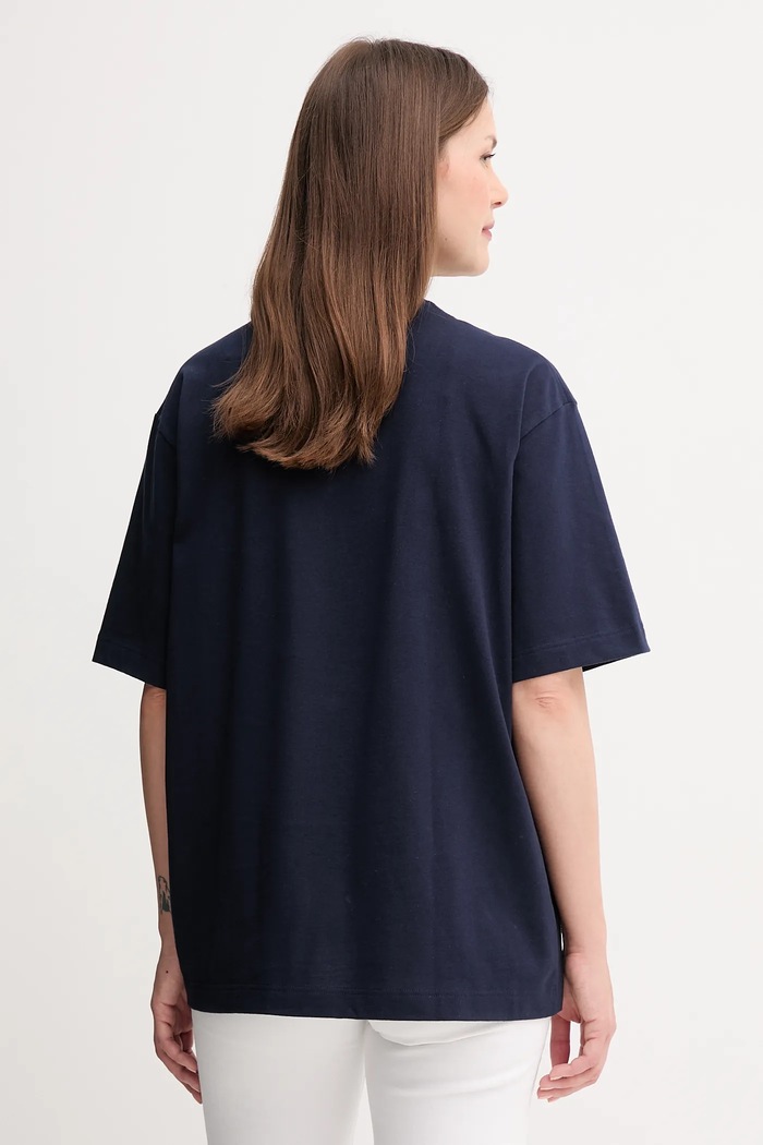 Βαμβακερό μπλουζάκι Lacoste σκούρο μπλε TH7744