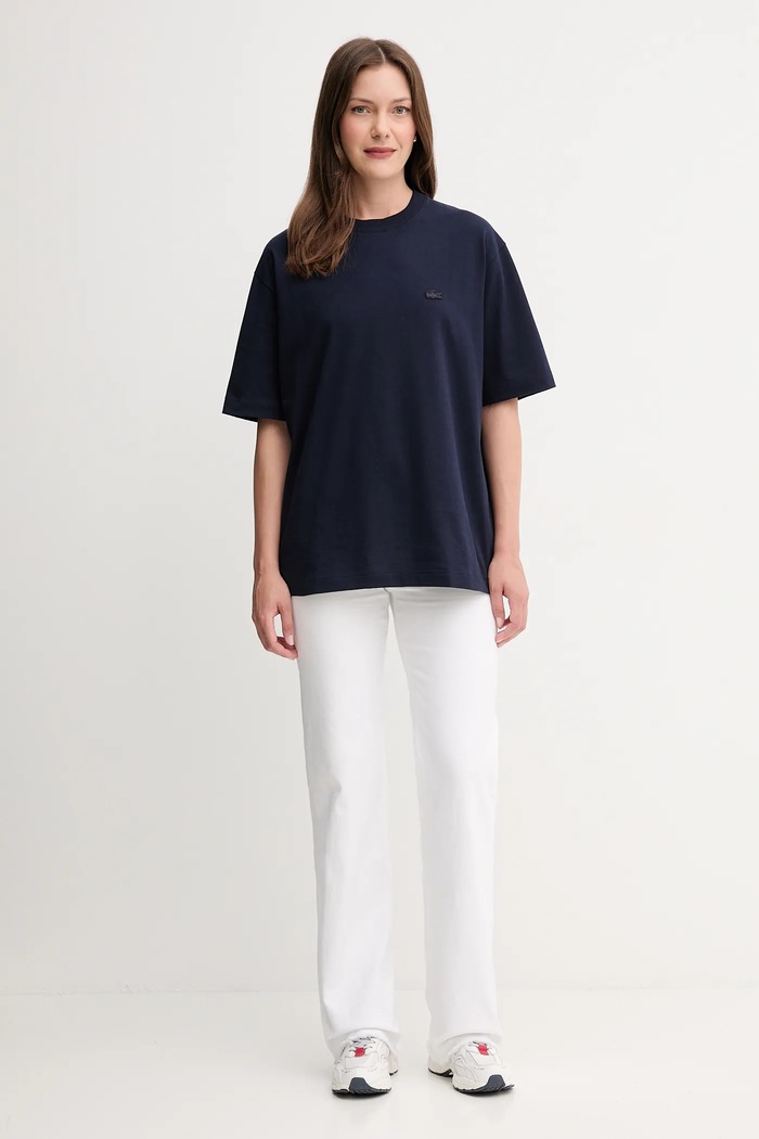 Βαμβακερό μπλουζάκι Lacoste TH7744 σκούρο μπλε