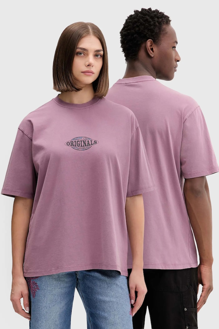 Памучна тениска Guess Originals свободна бордо M5BI46.K8FQ4