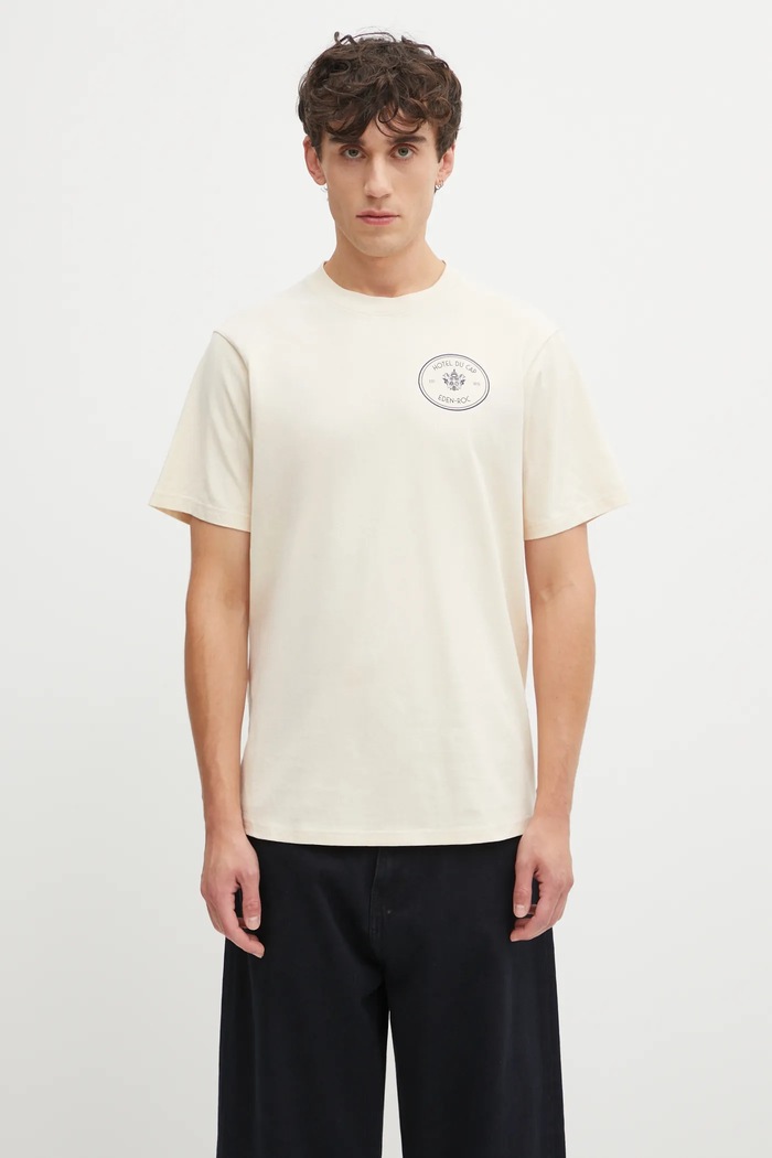 Sporty & Rich cotton t-shirt Kennedy Crest regular beige TO04360666CR01