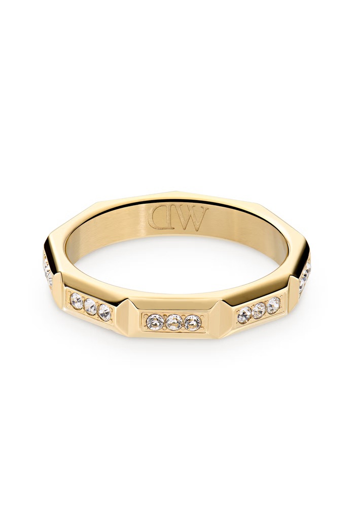 Akcesoria Daniel Wellington Pierścionek damski ze stali nierdzewnej z cyrkonią Bric Icon Lumine DW00402217 złoty