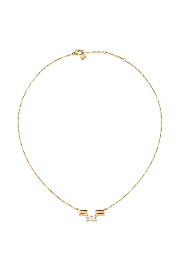 Daniel Wellington Naszyjnik damski ze stali nierdzewnej z cyrkonią Bric złoty DW00402129