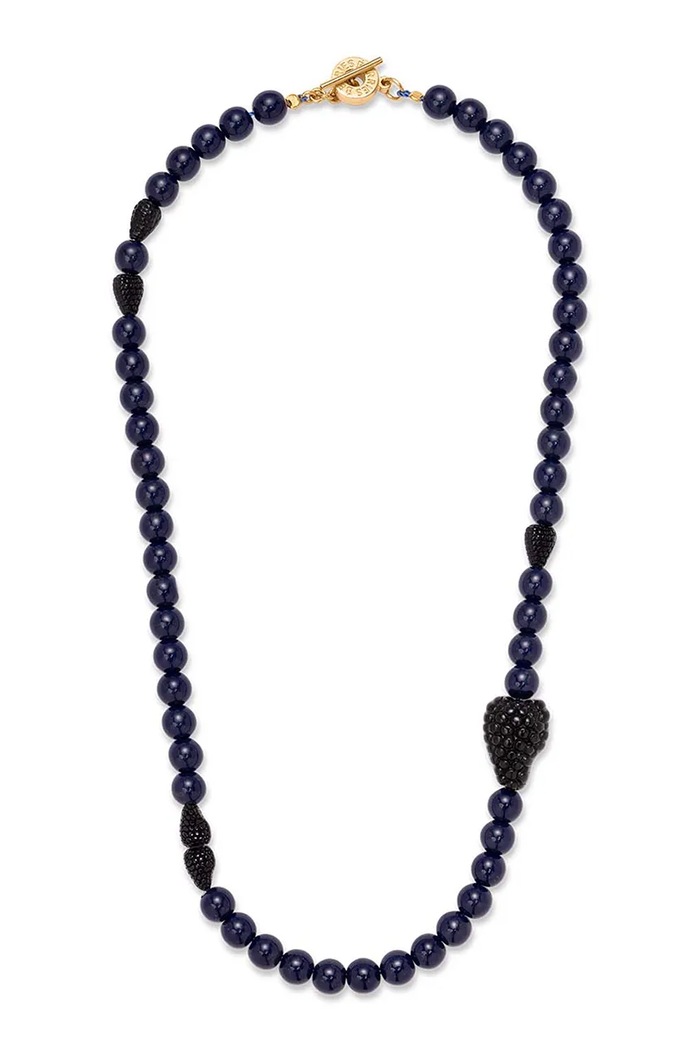 BERRIES Naszyjnik damski srebrny pozłacany Berry Necklace granatowy NWA001