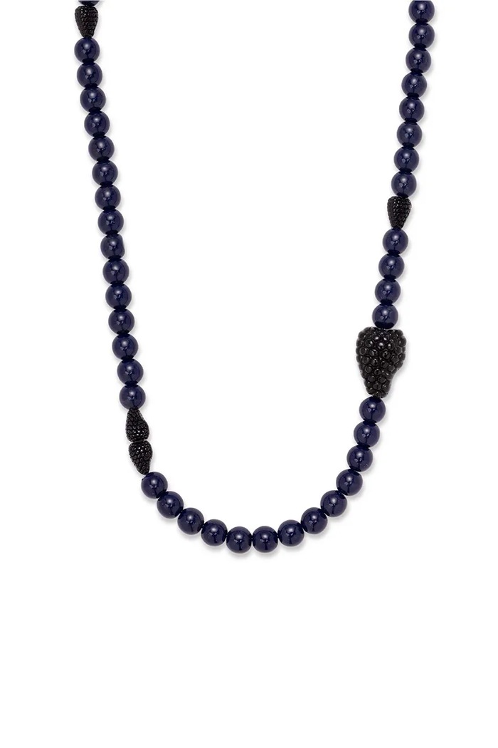 BERRIES Naszyjnik damski srebrny pozłacany Berry Necklace NWA001 granatowy AW26