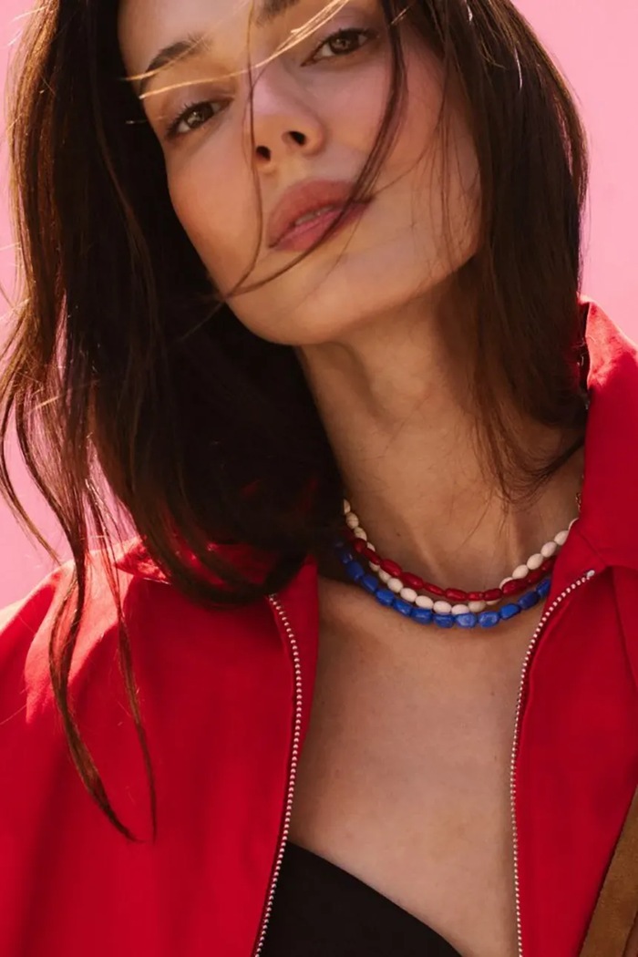 Naszyjnik damski srebrny pozłacany z koralem Poppy Necklace BERRIES czerwony NWA014