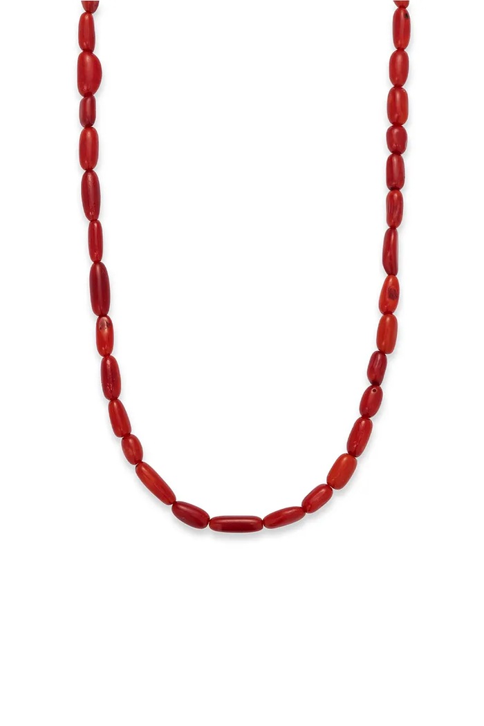 BERRIES Naszyjnik damski srebrny pozłacany z koralem Poppy Necklace NWA014 czerwony AW26