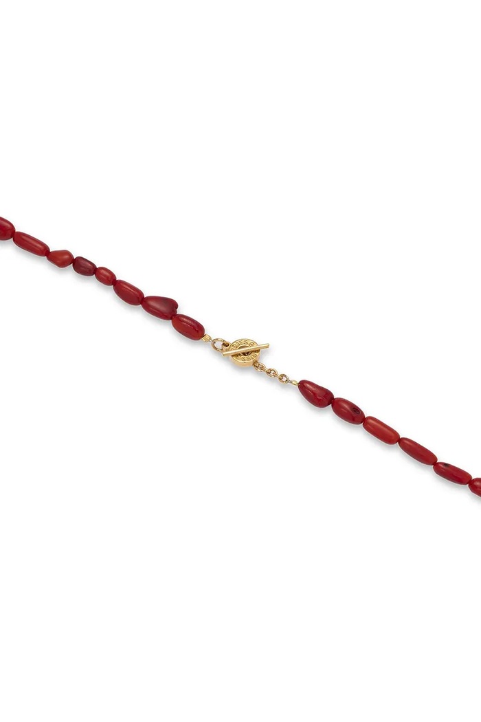 Akcesoria BERRIES Naszyjnik damski srebrny pozłacany z koralem Poppy Necklace NWA014 czerwony