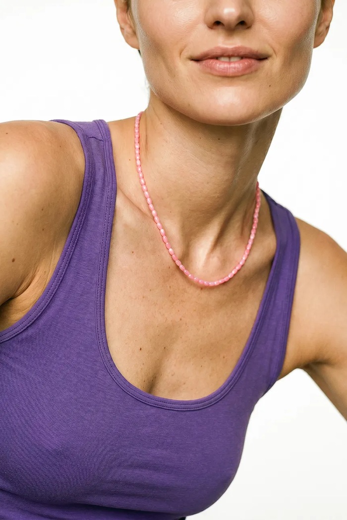 Naszyjnik damski srebrny pozłacany z koralem Meadow Necklace BERRIES NWA016 różowy