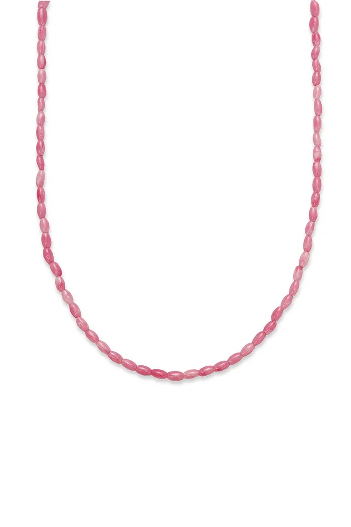 BERRIES Naszyjnik damski srebrny pozłacany z koralem Meadow Necklace NWA016 różowy AW26