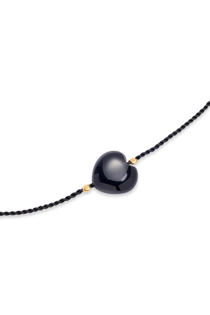 Akcesoria BERRIES Bransoletka obsydianowa Chérie BPO027SG czarny